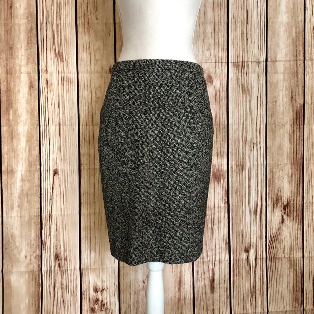 Garnet Hill Lined Wool Grey/Black Skirt Sz 6 NWOT